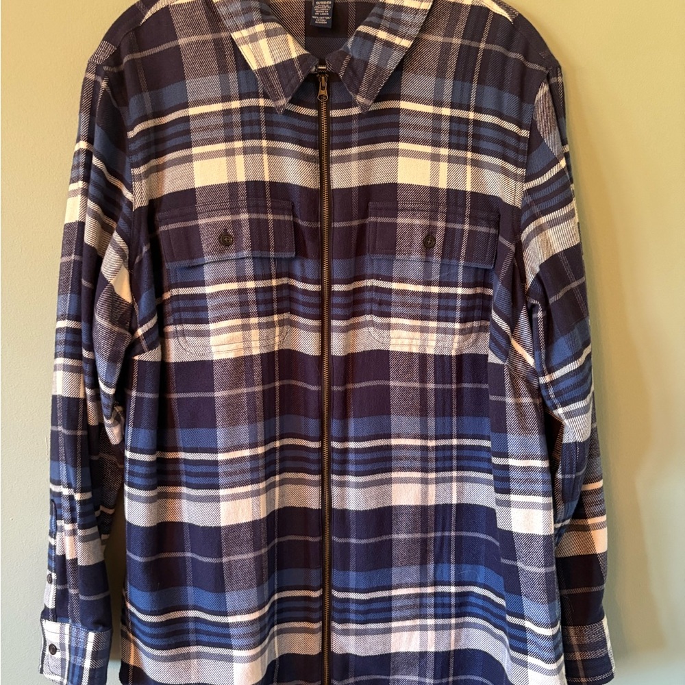 Chaps, Ralph Lauren denim collection Plaid Zip-Up Shirt Jacket flannel